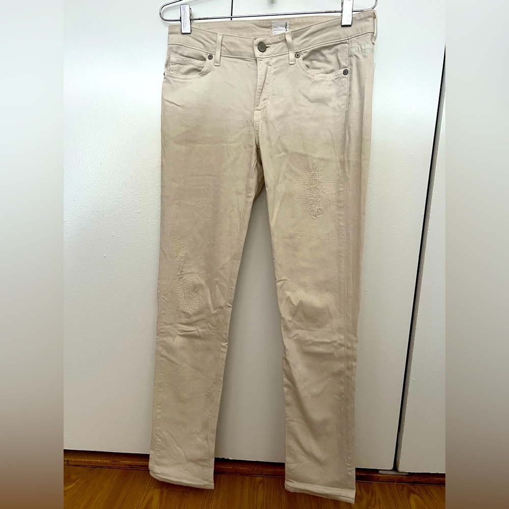 Rich & Skinny ivory straight leg cropped jean